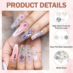 50g Half Pearl Rhinestones, Beige Series
