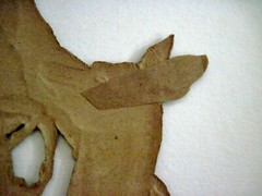 Adorable Large Vintage Die Cut of 1800’s Girl w/ Mother Deer & Fawn *