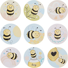 1000 Pieces Bumble Bee Stickers for Kids, Classroom Reward, DIY Crafts, Round