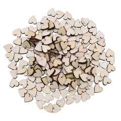 100pcs Different Sizes Rustic Wooden Pattern Love Hearts Shaped Wood Slices D…