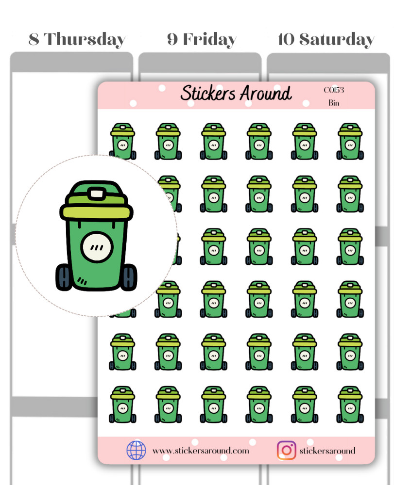 Bin/Trash Icon Planner Sticker, Chores Sticker, Calendar & Journal Sticker
