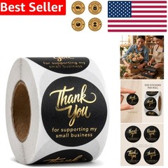 500 Stickers Black Gold Foil Thank You Small Business Packaging Labels 1.5