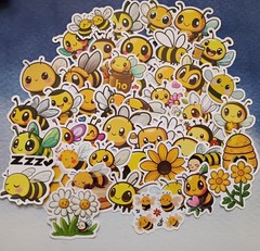 50pc. ADORABLE BEES VINYL WATERPROOF STICKERS/DECALS