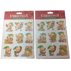 Vintage Christmas Stickers Gibson Greetings Elves Toys Holiday 2 Packs 10 Sheets