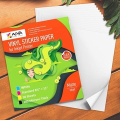 Printable Vinyl Sticker Paper 50 Sheets Waterproof Inkjet Decal