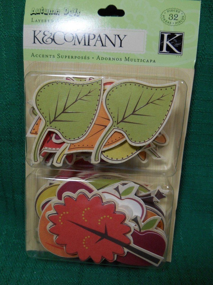 K & Company Layered Accents Autumn Days 32 Piece Leaves Acorns Apples Pumpkins