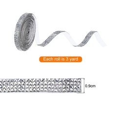 0.35 Inch Self Adhesive Rhinestone Strips 3 Yard for Crafts,Silver