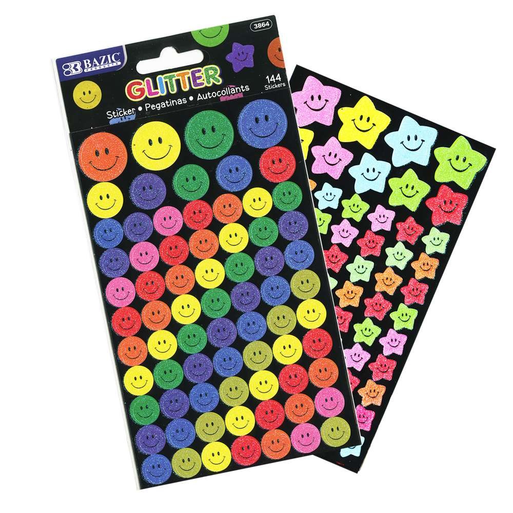 BAZIC Glitter Reward Sticker (144/Pack), pack of 24