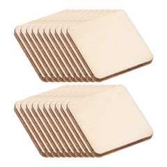 200 Pcs Square Blank Wood Pieces Unfinished Wood Slices Crafts 25 mm