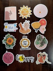 STICKERS x 12 Positive Affirmation Happy You are My Sunshine Palm Flowers 23Y2