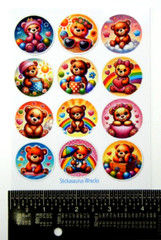 Colorful Teddy Bears Round Stickers Sheet