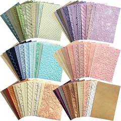 102 Unique Textured Scrapbook Papers & Mesh Fabric Sheets(17 Designs × 6 Colors