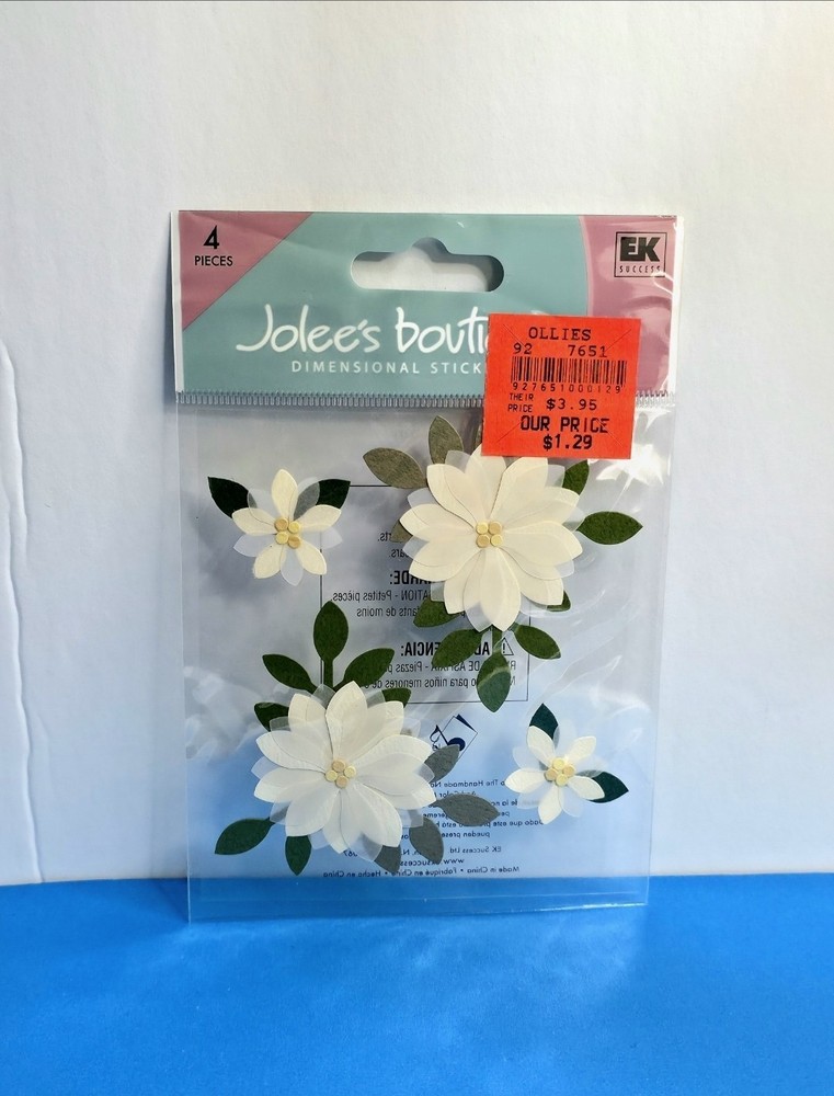 FREE SHIP Jolee’s VANILLA Scrapbook Dimensional Stickers FLOWERS SPRING SUMMER