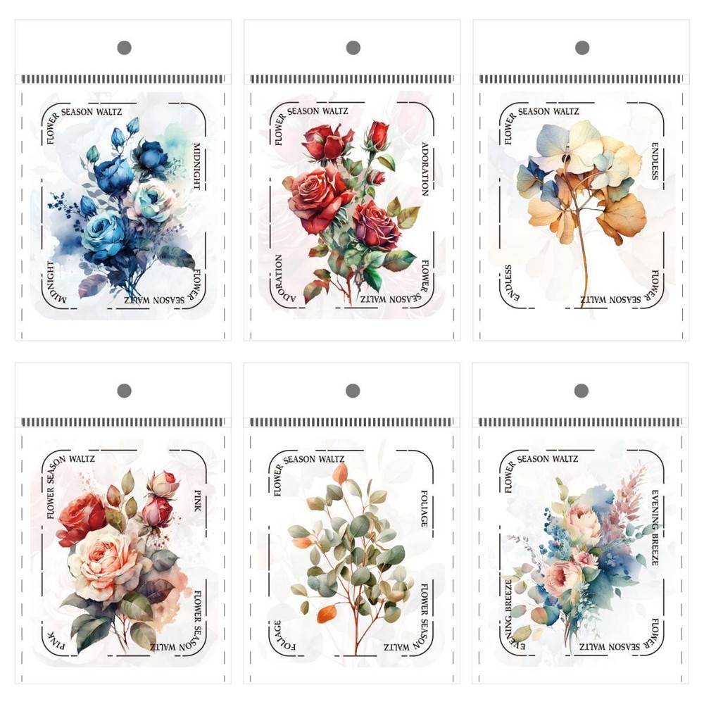 20Pcs Vintage Flowers Stickers Rose Scrapbook Sticker Junk Journal Card Crafts