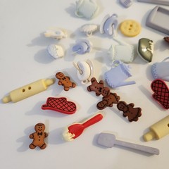 UNUSED Decorative Buttons BAKING COOKIES TEA SET Crafts Sewing Scrapbook