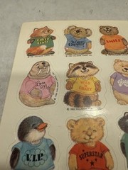 Vintage 1980 Hallmark Sticker Sheet Shirt Tales Tails ONE SHEET Walrus Beaver