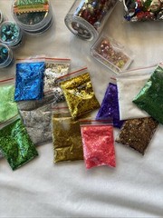 Lot of Various Brands GLITTER-CONFETTI-GEMS-SEQUIN-GLITTER-BRADS some vintage