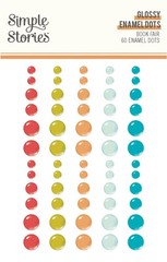 Simple Stories BOOK FAIR ENAMEL DOTS (60PC) scrapbooking 5 COLORS/3 SIZES