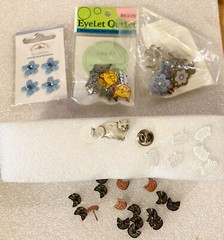 7 Diff Sets Deco Cat,Pebble & Flower Themed Brads-Assorted Brands -You Choose
