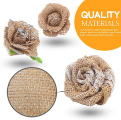32 PCS Natural Burlap Flowers Set, Burlap Bows and Scrapbook Embellishments for