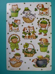 Vtg American Greetings Stickers ST PATRICKS & BLOOMER BUNNY (3) Loose Sheets
