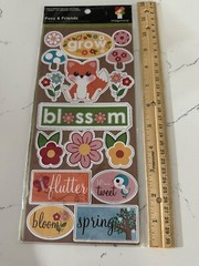 Imaginisce Twitterparted Collection Chipboard Stickers Foxy & Friends Blossom