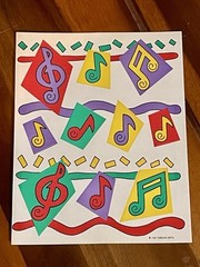vintage 1991 gibson greetings colorful music notes sticker sheet