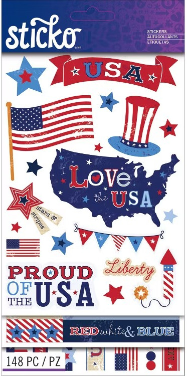 Patriotic USA Stars Stripes America Flag Freedom July Sticko Flip Pack Stickers