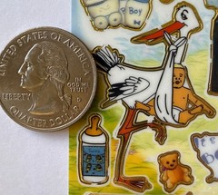 IT’S A LITTLE BOY Gold Foil Stickers(17pc)Stork•Baby •Newborn•Bottle•Card Making