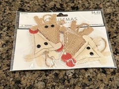 Hobby Lobby Christmas Crafts Burlap & Canvas Reindeer Canvas Stockings 8 Pieces