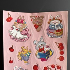Vintage 3M Scratch & Sniff Cherry Bunny Sticker Sheet 1989
