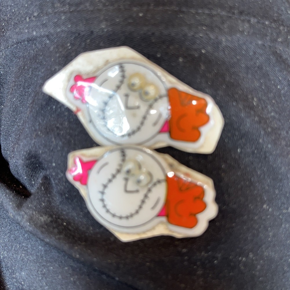 Two GOOGLE EYES PUFFY STICKERS 1970’s baseball With Glove