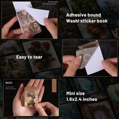 4 Sets 200 Pcs Washi Stickers Book Kit for Journaling, Vintage Aesthetic Gothic