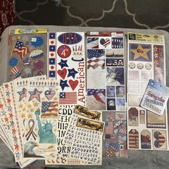 Patriotic 4th Of July Stickers & Wood Words Foil Letters Washi Cardstock Glitter