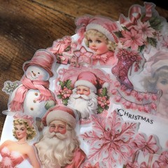 36 pcs Pink Christmas Translucent Vellum Matte Surface Paper Sticker Scrapbook