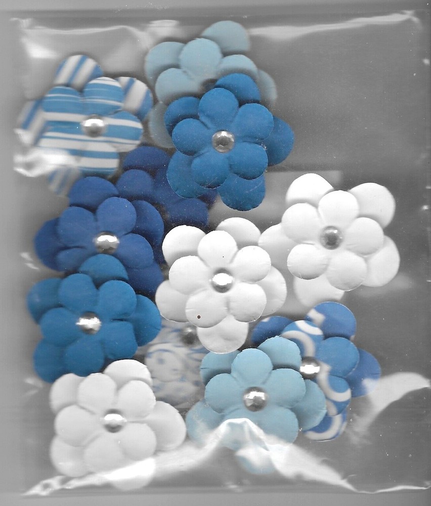 Flowers Paper Metallic Vellum Crystals Craft Scrap U PICK Blue White Silver Gold