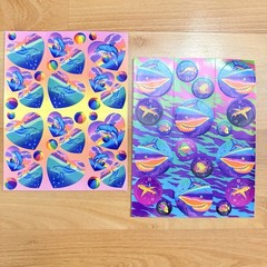 Lisa Frank Vintage Stickers Dolphins & Sharks Full Sheets S211 S218 New