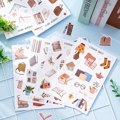 Whaline 30 Sheet Reading Journal Scrapbook Sticker Decals Memories Multicolor