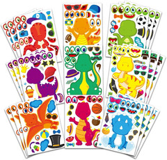 27 Sheet Dinosaur Stickers, Make Your Own Dinosaur Stickers for Kids，Make a Face