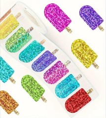 500 pcs Sticker Seals Roll Smaller Colorful Sparkly Foil Popsicle Self Adhesive