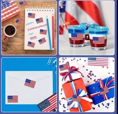 40 PCs ~1×1.5” Holographic American Flag Stickers July 4th Celebration Patriotic