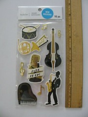 Recollections JAZZ Music Dimensional Stickers 10 Pieces NOS
