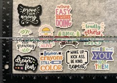 Lot of 10 Assorted Positive Affirmation Stickers Smile Happy Love Fitness
