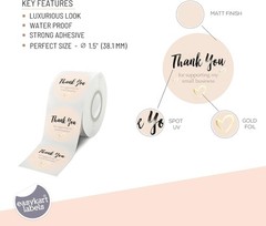 Bulk 4000 Gold Foil Thank You Stickers – 1.5 Inch Rolls for Small Businesses