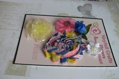 BLUE YELLOW PINK WHITE MIXED-Fabric Organza Flowers 15-65mm 5 Flower Pk O5 C NJC