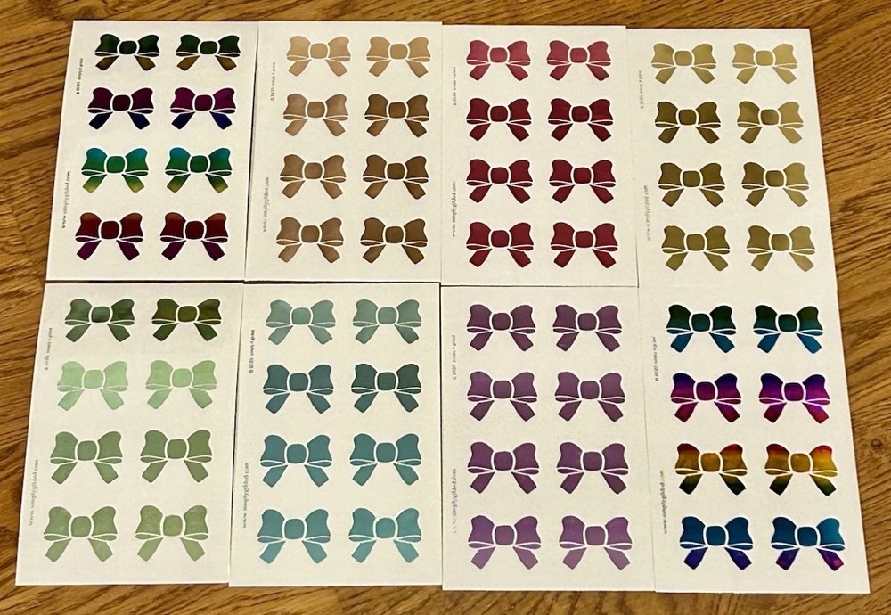 New Simply Gilded (8) Multicolored Bows Sticker Sheets SG 2020 Stickers