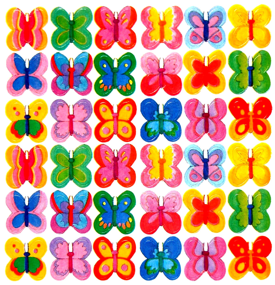 36 COLORFUL 1/2″ MINI BUTTERFLY SCRAPBOOKING STICKERS SEALS 4″X4 5/8″ Sheet