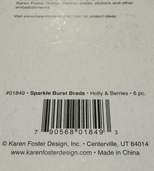 Karen Foster Sparkle Burst Brads Holly Berries 01849 Scrapbook Lot of 2 NEW READ