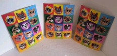 Twisted Whiskers 36 Stickers – 3 Sheets BIG EYES & SMILING Cat & Dogs NEW! Free
