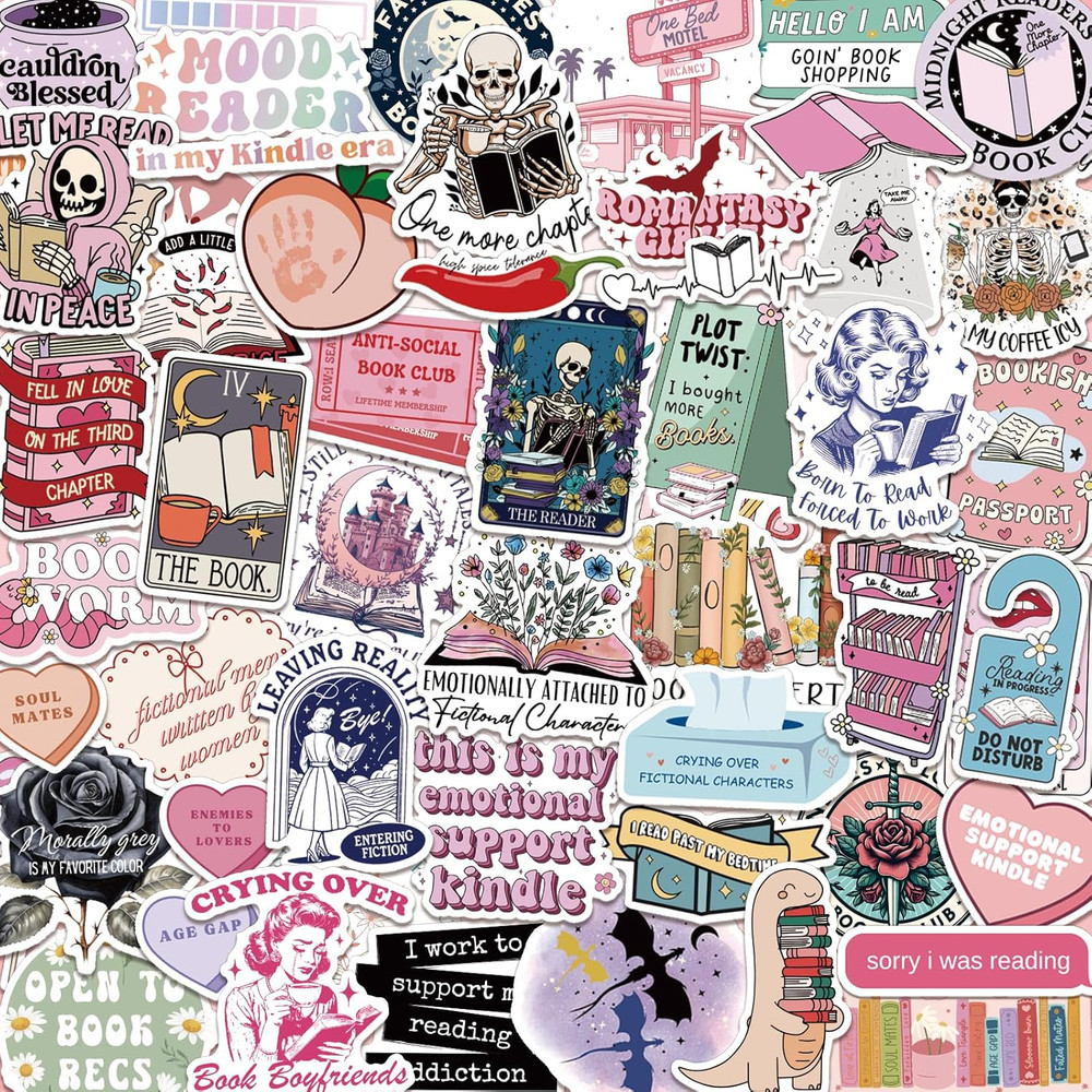 150 Pcs Holographic Romance Book Stickers Waterproof Vinyl for Kindle & Laptop